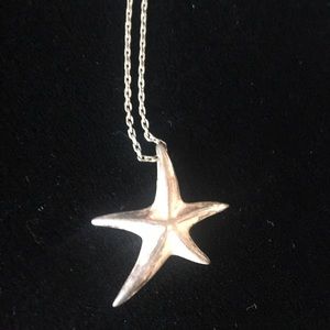 Asymmetrical starfish sterling silver necklace
